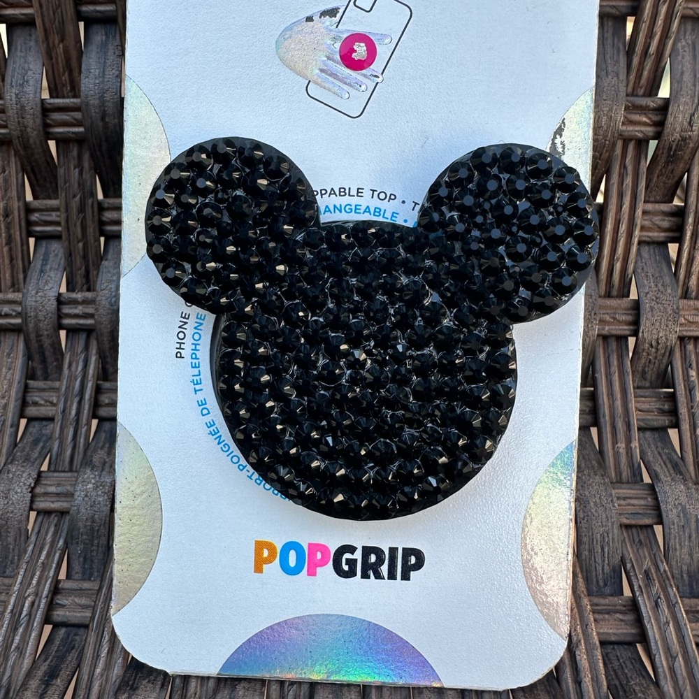 Black Disney Inspired Mouse Rhinestone Bling PopSocket